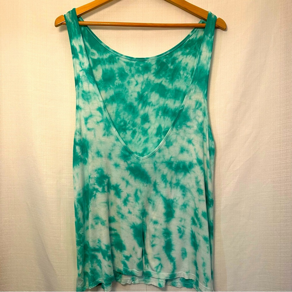 Mossimo Teal Tie Dye Open Back Tank Size Large
